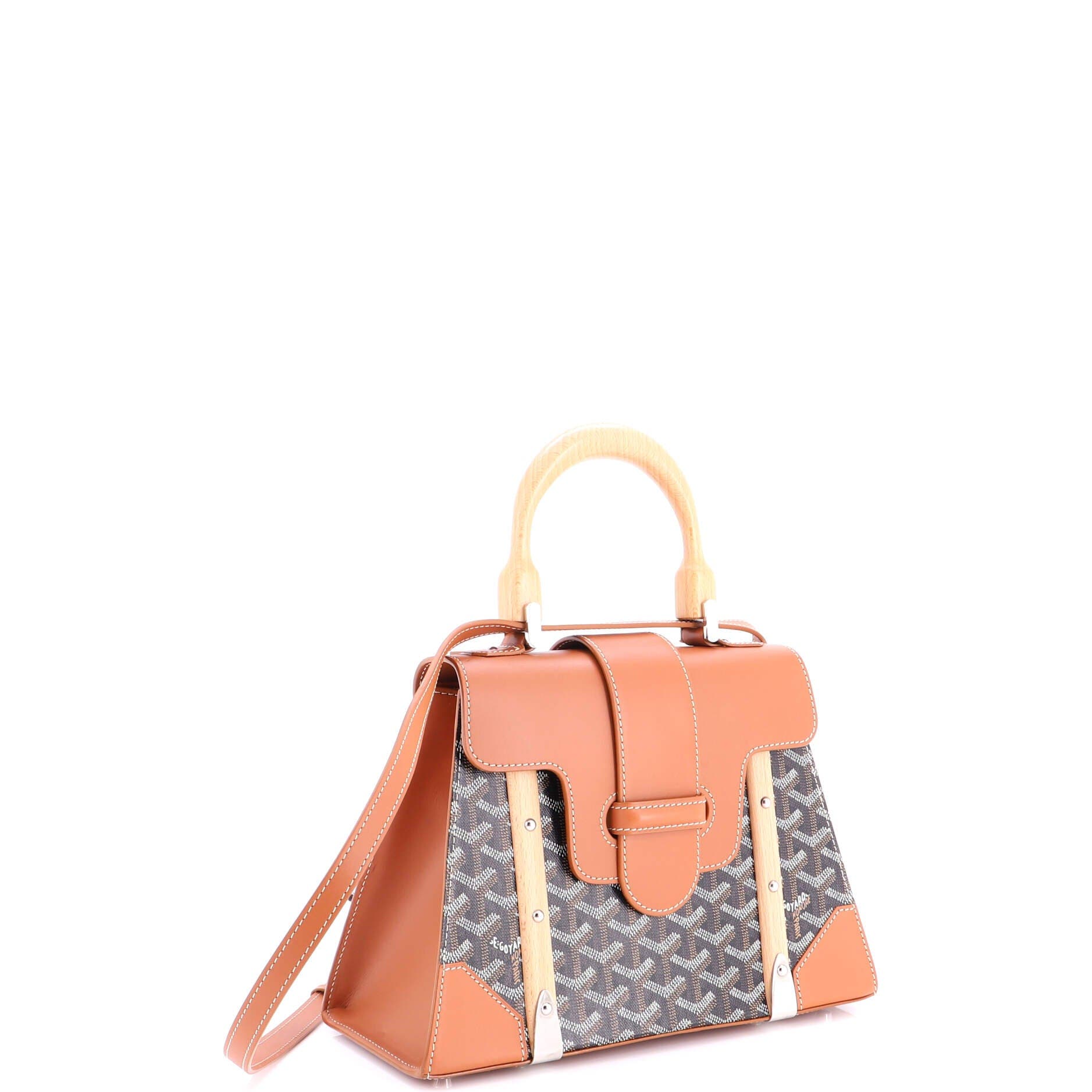 Saigon Top Handle Bag Coated Canvas with Leather PM, Alternate, color, Brown