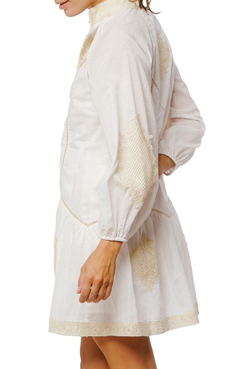 CIEBON Karmine Embroidered Ladder Stitch Long Sleeve Minidress, Alternate, color,