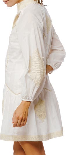 Karmine Embroidered Ladder Stitch Long Sleeve Minidress