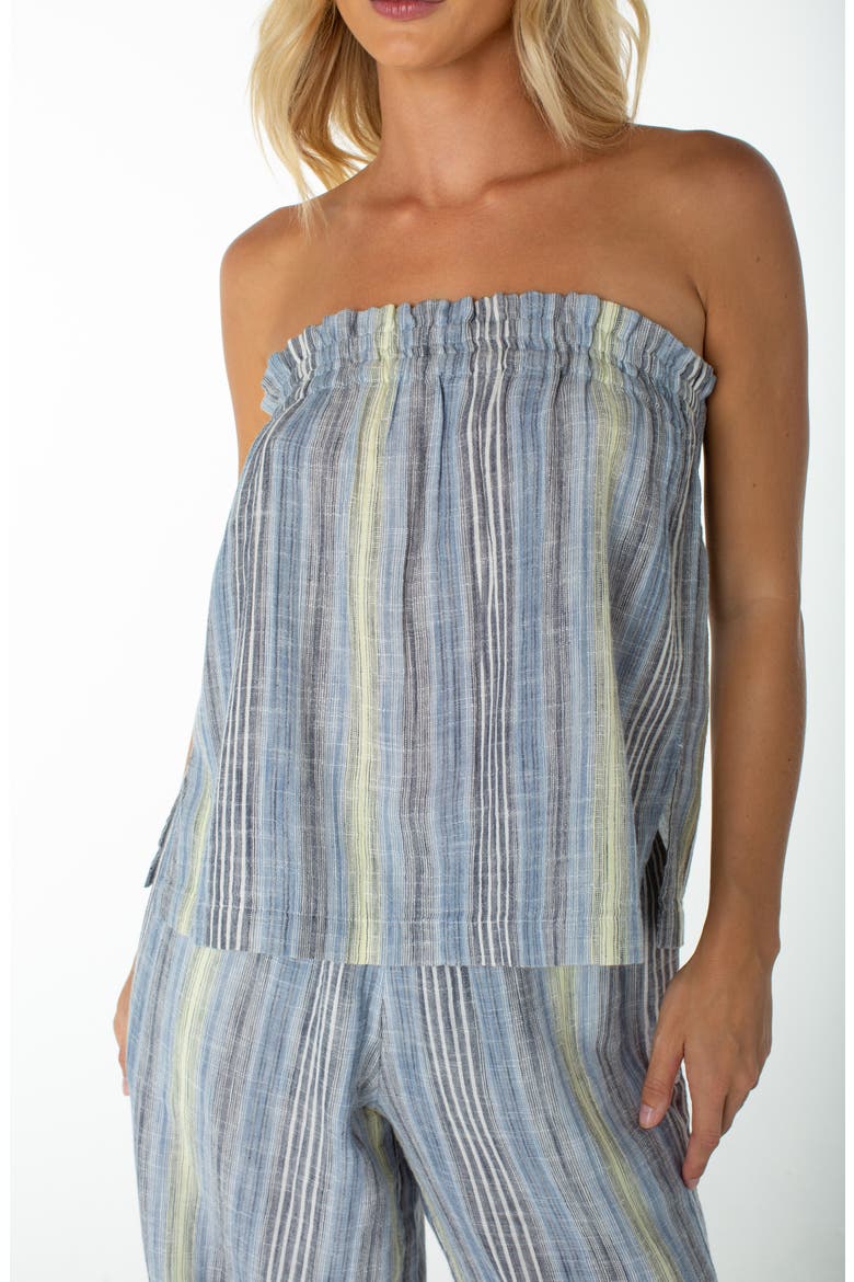 Offshore Stripe Strapless Cotton Top, Alternate, color, MOOD INDIG