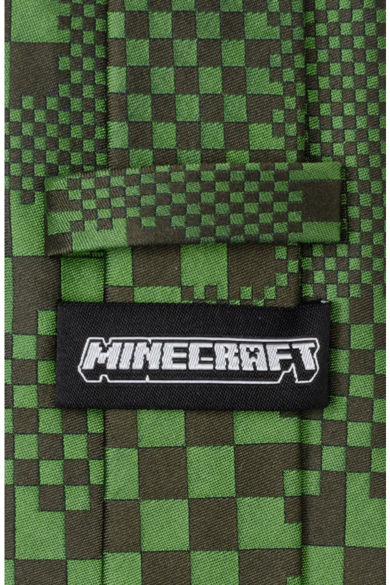 Minecraft Hidden Creeper Silk Tie, Alternate, color, GREEN