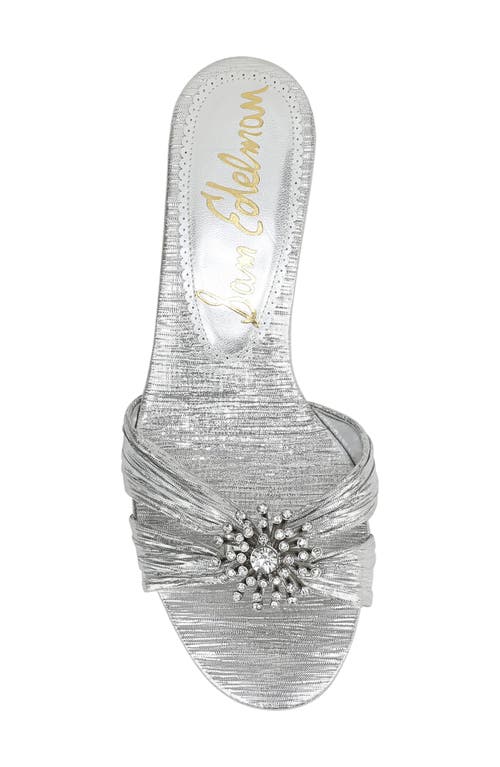 Sam Edelman Cindie Kitten Heel Mule Soft Silver Satin In Soft Silver