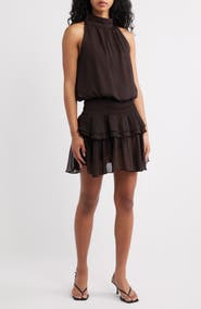 Torn by Ronny Kobo Leah Mock Neck Ruffle Dress