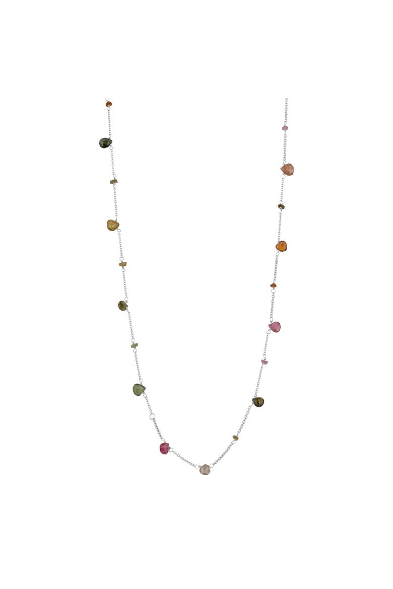 Sterling Silver Fine Tourmaline Long Necklace, Main, color, Silver
