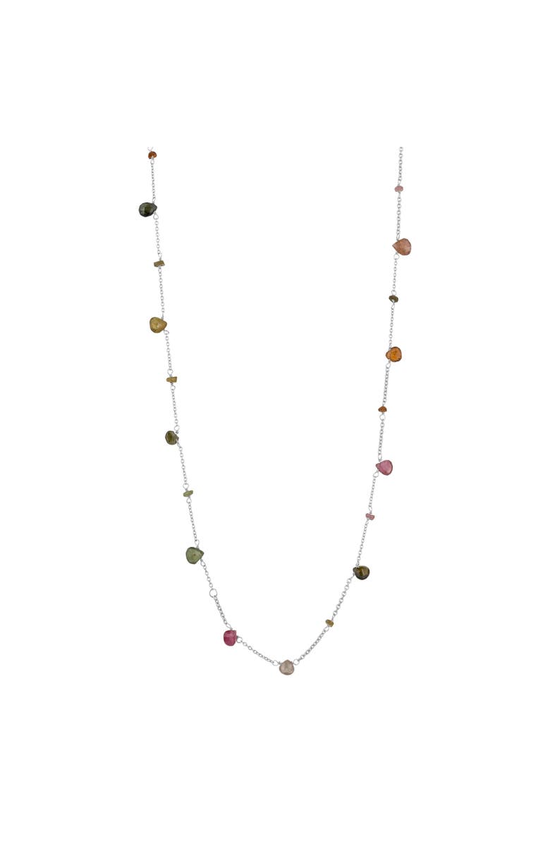 Spero London Sterling Silver Fine Tourmaline Long Necklace, Main, color, Silver