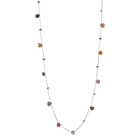 Sterling Silver Fine Tourmaline Long Necklace