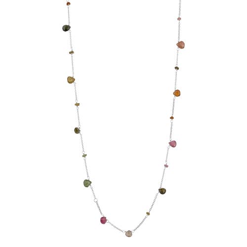 Spero London Sterling Silver Fine Tourmaline Long Necklace In Multi