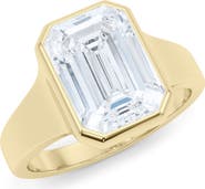 HauteCarat Emerald Cut Cigar Lab Created Diamond Ring
