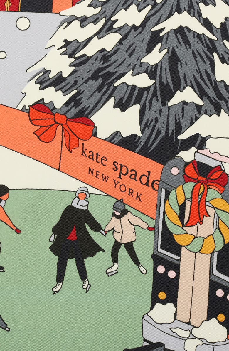 Kate Spade New York snow globe square silk scarf, Alternate, color, Black Multi