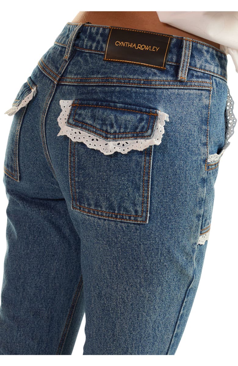 Cynthia Rowley Cotton Trim High Waist Jeans, Alternate, color, 