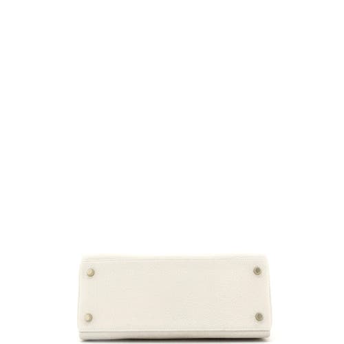 Pre-owned Hermes Hermes Kelly Handbag Light Togo With Gold Hardware 28 In White