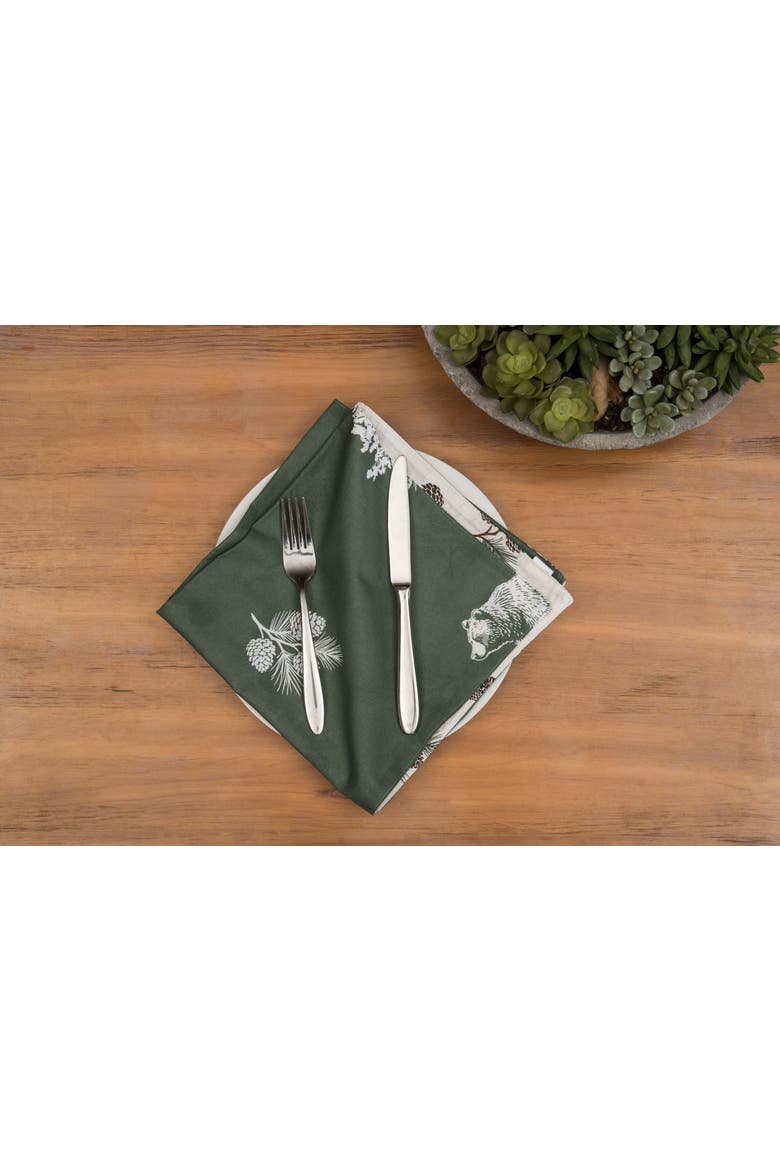 Fernwood Forest Botanical 100% Cotton Set of 6 Cloth Napkins, Alternate, color, Green