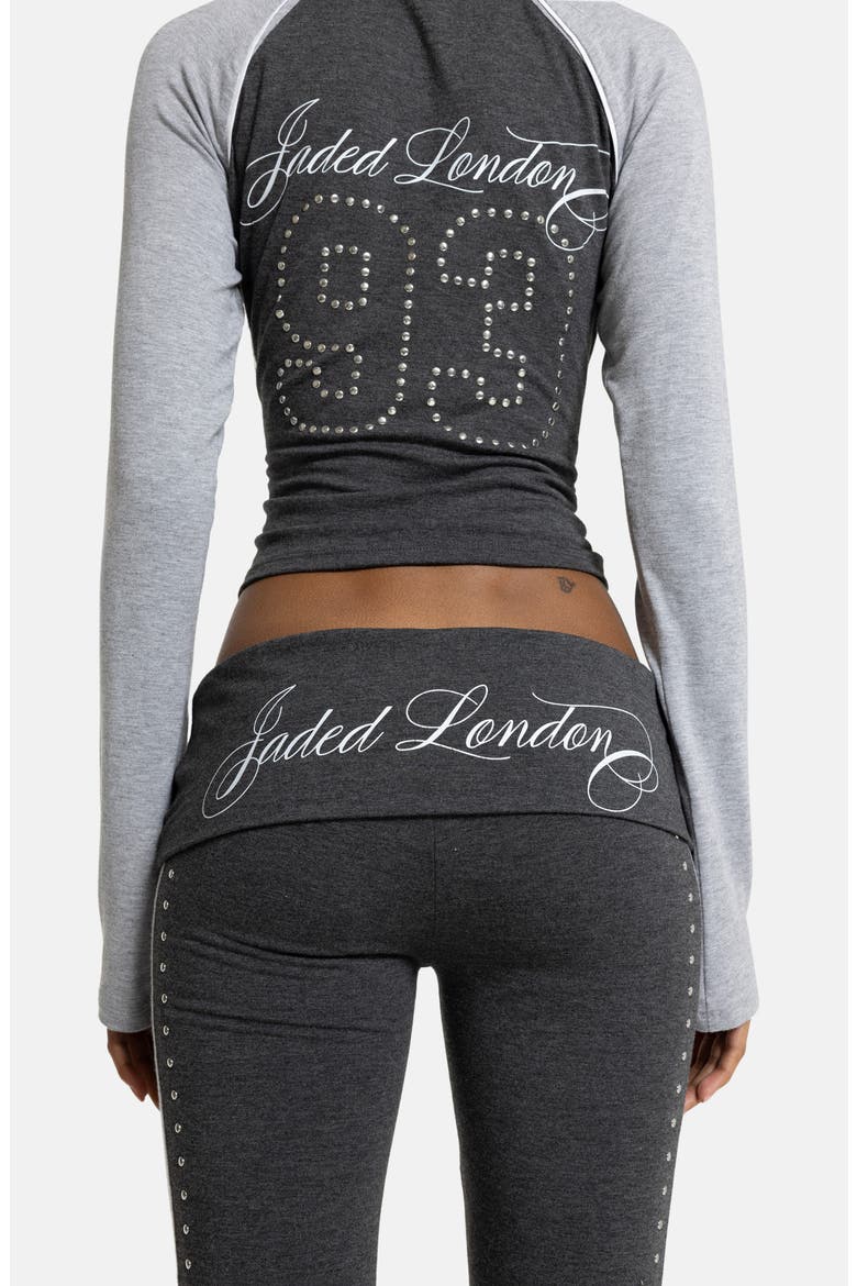 Foldover Studded Leggings, Alternate, color, GREY