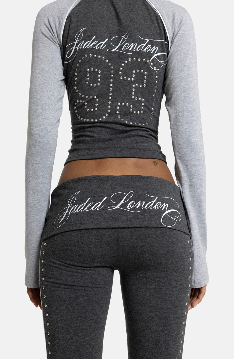 JADED LONDON Foldover Studded Leggings, Alternate, color, Grey