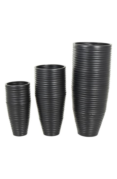 Set Of 3 Metal Vases