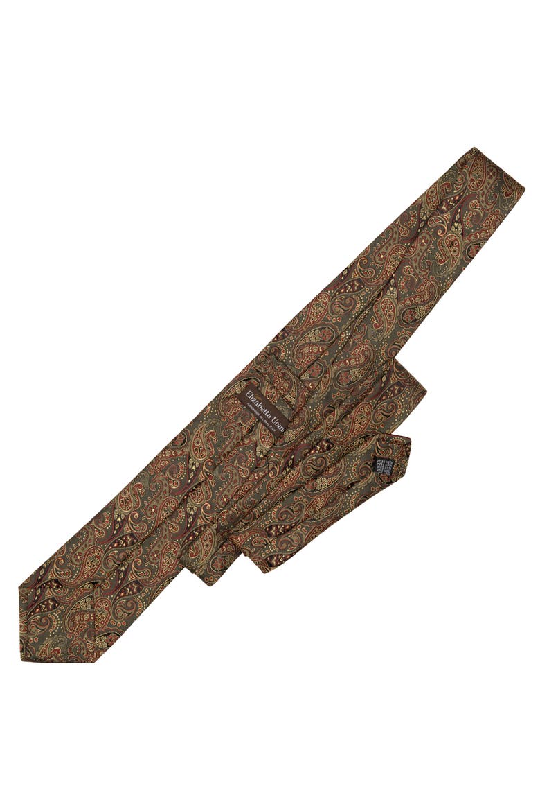 Trebbiano - Extra Long Silk Jacquard Tie for Men, Alternate, color, Olive Green