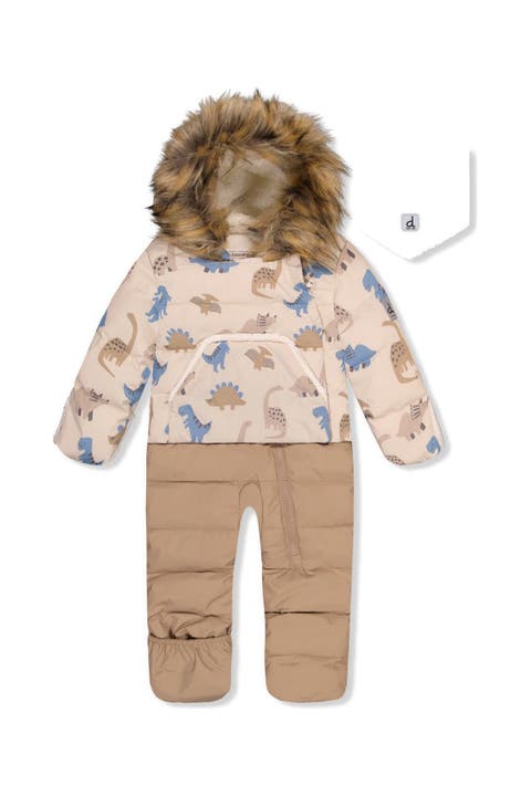 Dinosaur Snug Car Seat Fleece Neckwarmer One Piece Snowsuit