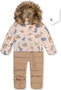 Deux par Deux Dinosaur Snug Car Seat Fleece Neckwarmer One Piece Snowsuit