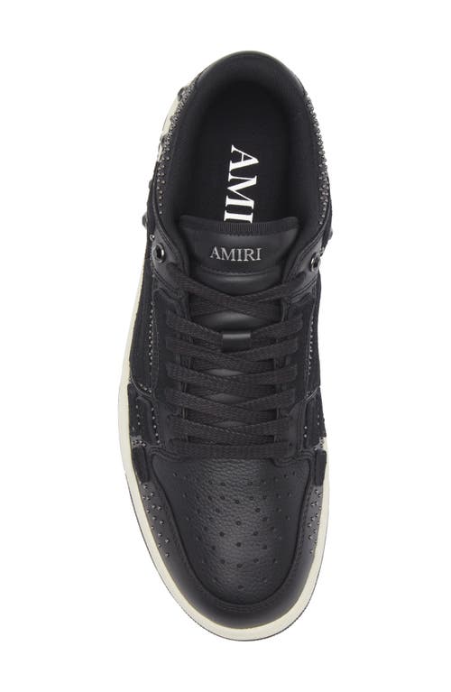 Amiri Two-tone Leather Skel Sneakers With Textured Finish In Black