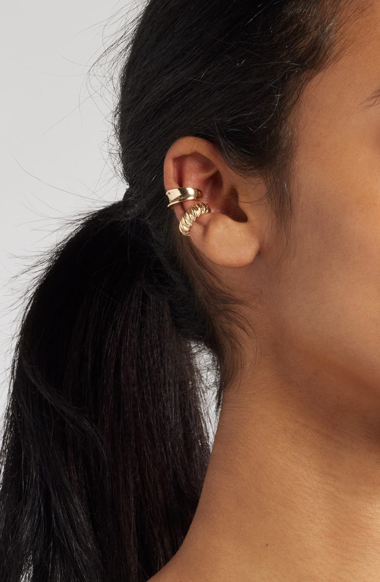 Open Edit Set of 2 Cuff Earrings, Alternate, color, Gold