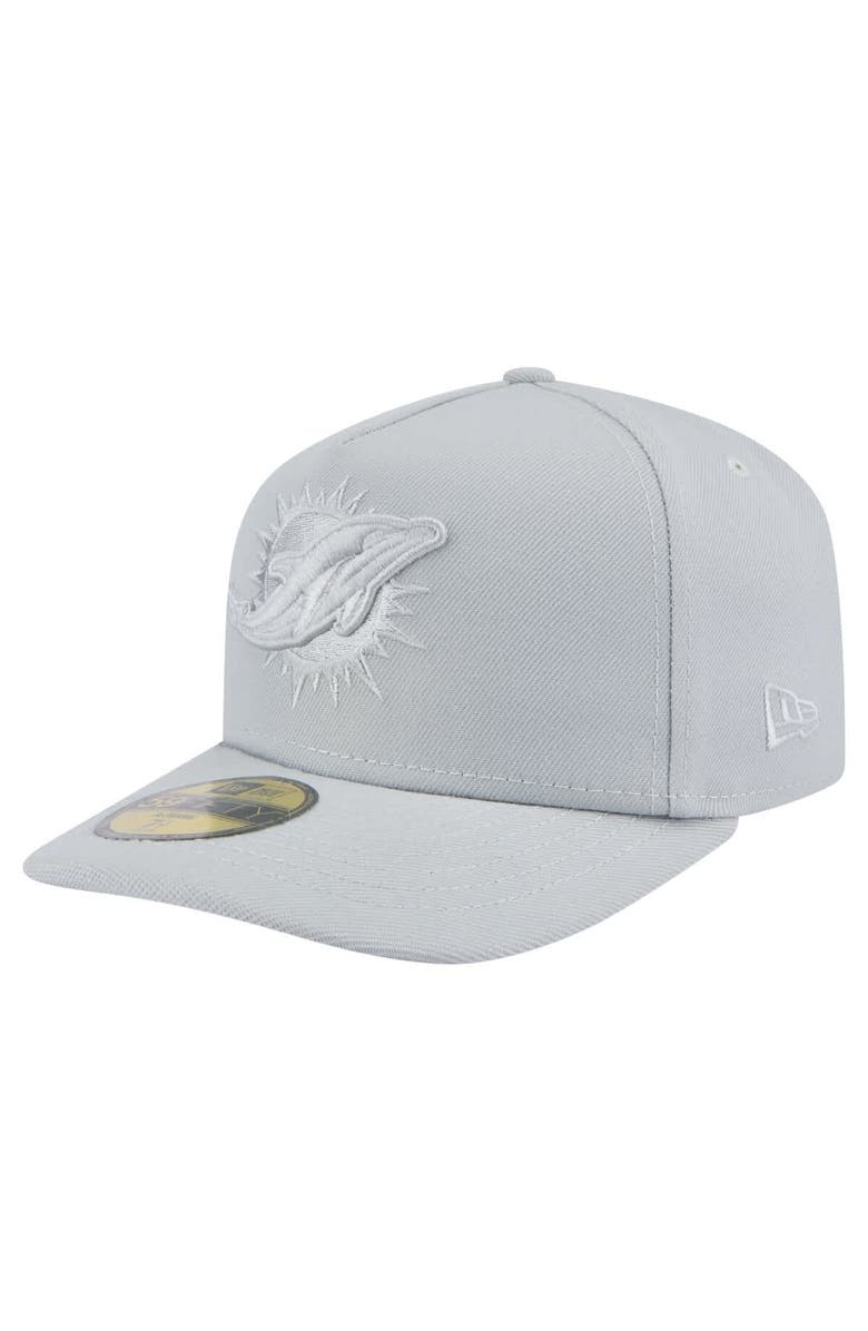 New Era Men's New Era Gray Miami Dolphins Color Pack A-Frame 59FIFTY Fitted Hat, Main, color,