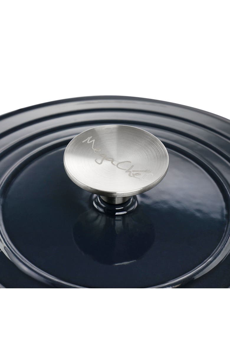 2 Quart Round Enameled Cast Iron Braiser Pan, Alternate, color, Dark Blue