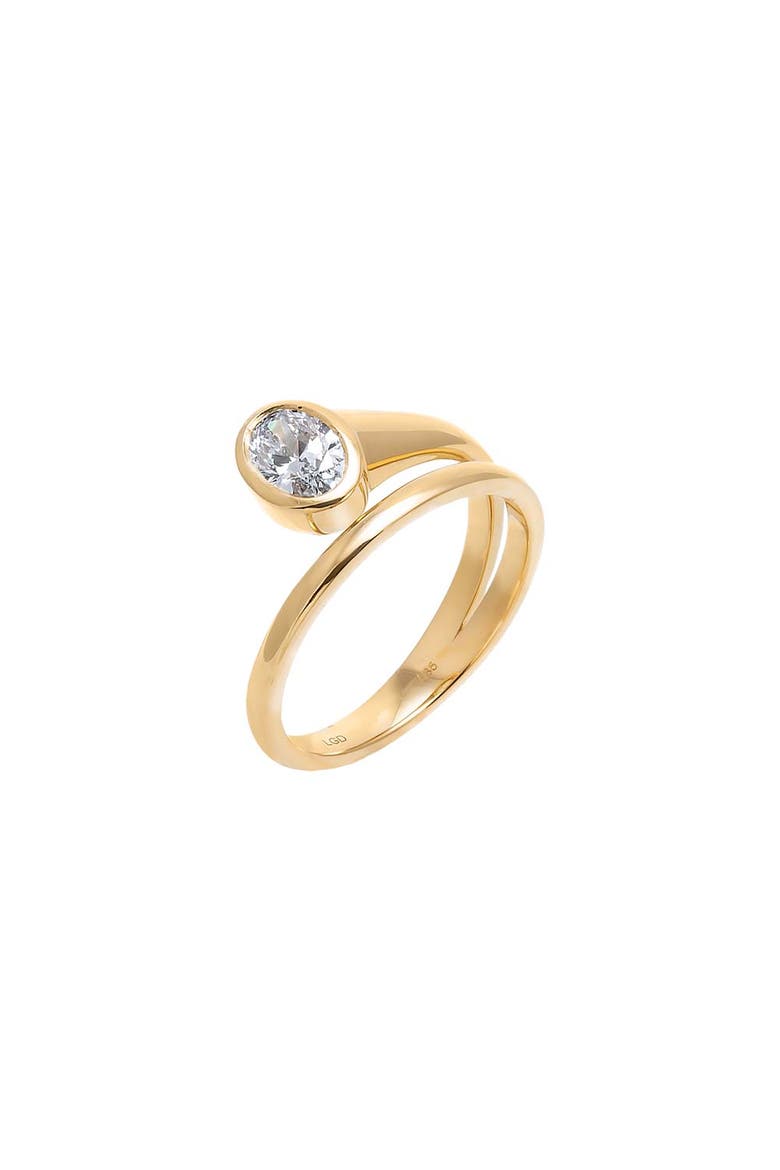 Lab Grown Diamond Oval Bezel Wrapped Ring 14K, Main, color, 14K Gold