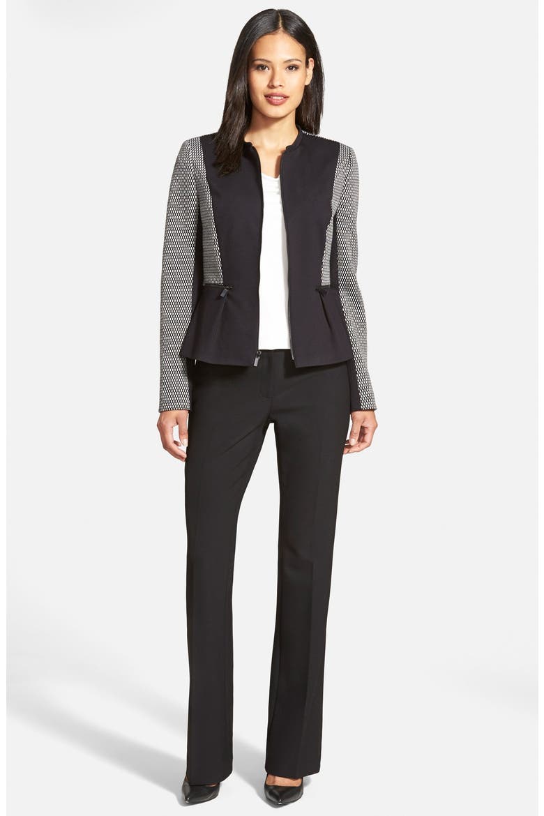 Skinny Knit Pants with Yoke Detail, Alternate, color, BLACK