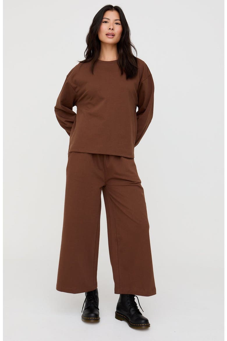 Organic Cotton Noor Wide Leg Trousers, Alternate, color, Brown