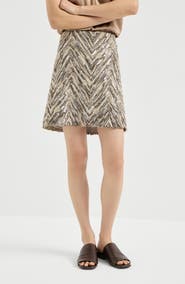 Brunello Cucinelli Dazzling chevron embroidery mini skirt