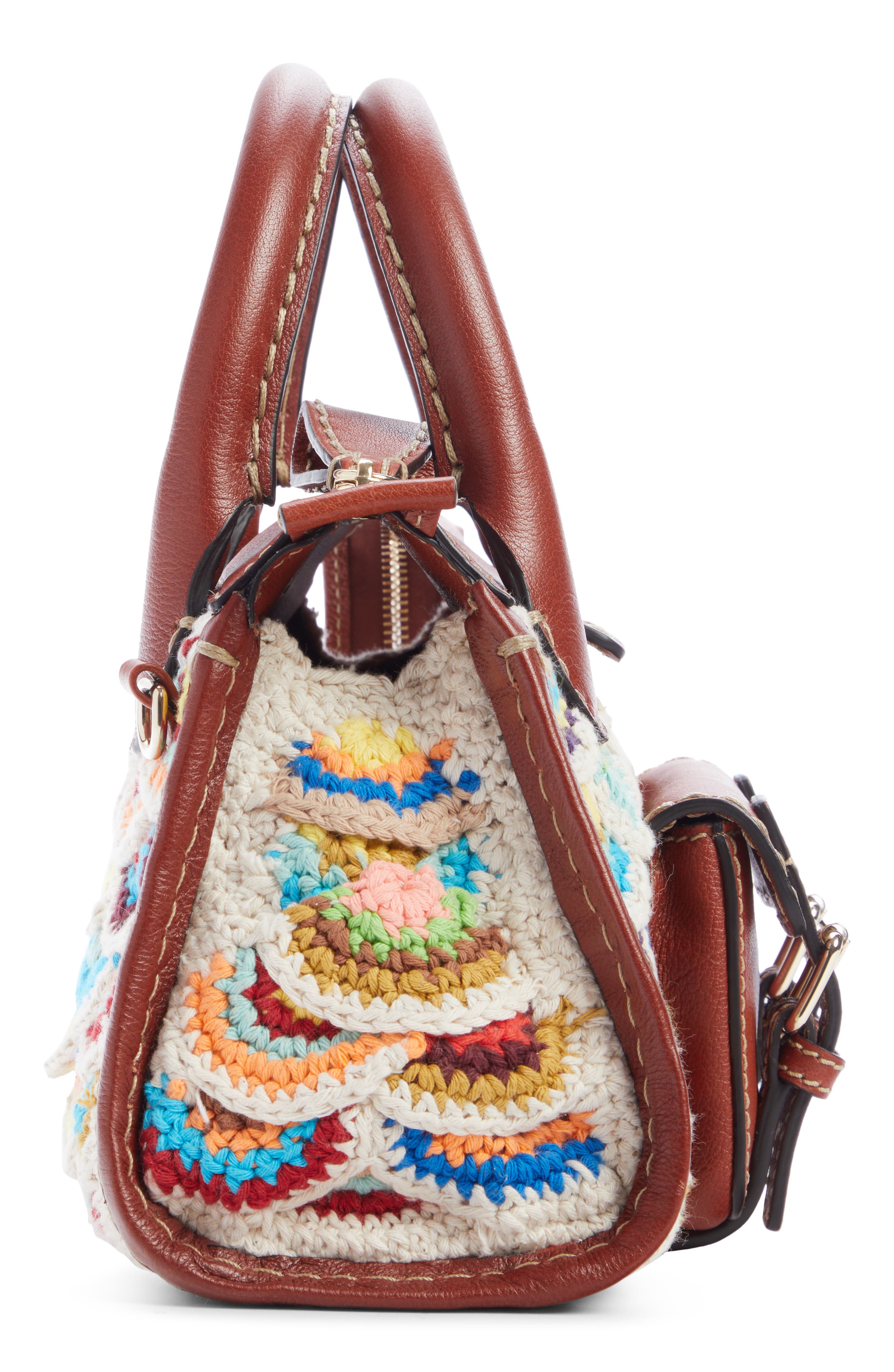 Chloé Mini Edith Scallop Wool & Cashmere Crochet Satchel, Alternate, color, 