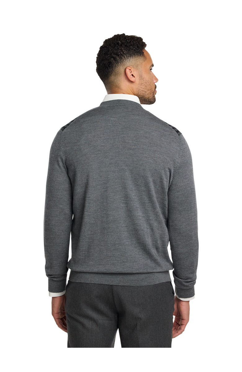 Paul Fredrick Washable Merino Wool Houndstooth V-neck Sweater, Alternate, color, Black/Grey