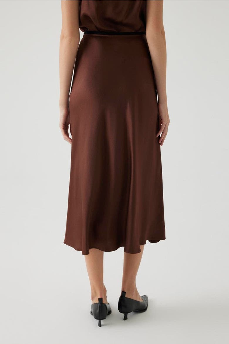 Satin Midi Skirt, Alternate, color, BROWN