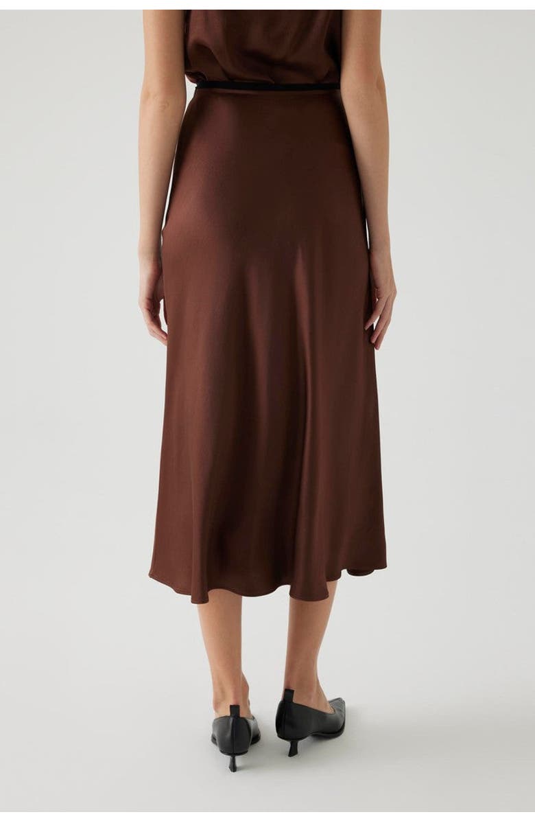 Exquise Satin Midi Skirt, Alternate, color, Brown
