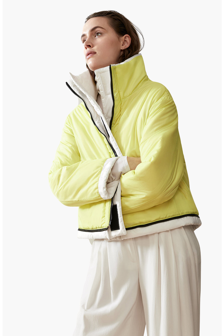Reversible Cropped Down Coat, Alternate, color, Winter White / Yellow