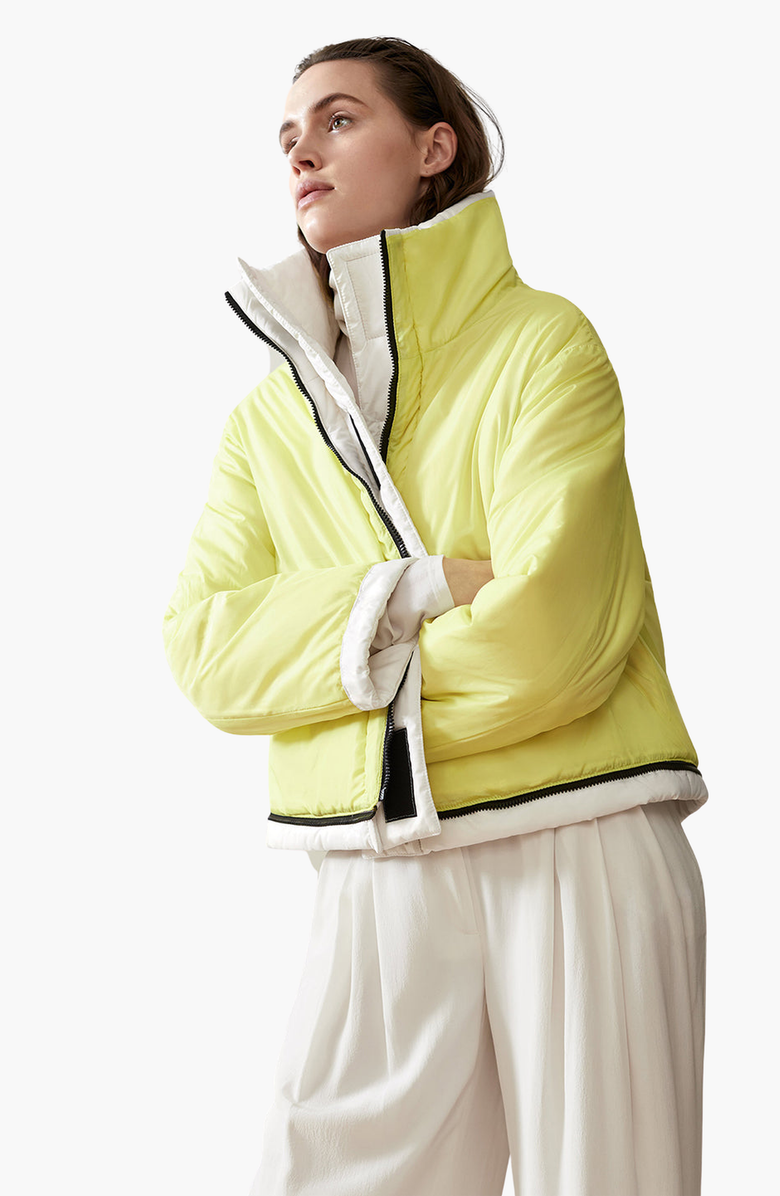 CAALO Reversible Cropped Down Coat, Alternate, color, Winter White / Yellow