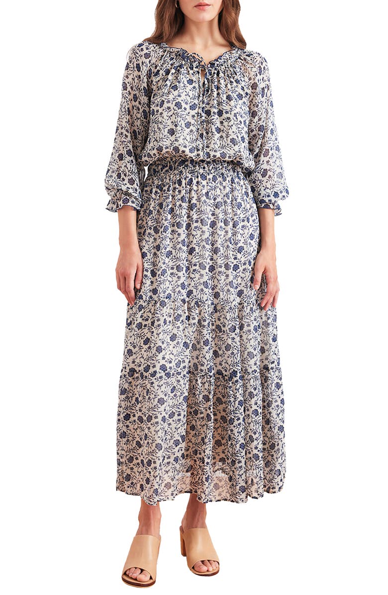 Paneros Clothing Tiered Esme Dress, Main, color, Sapphire Vines