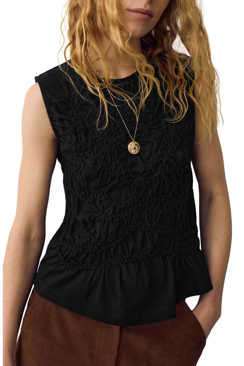 Stitch Detail Cotton Jersey Tank, Main, color, BLACK