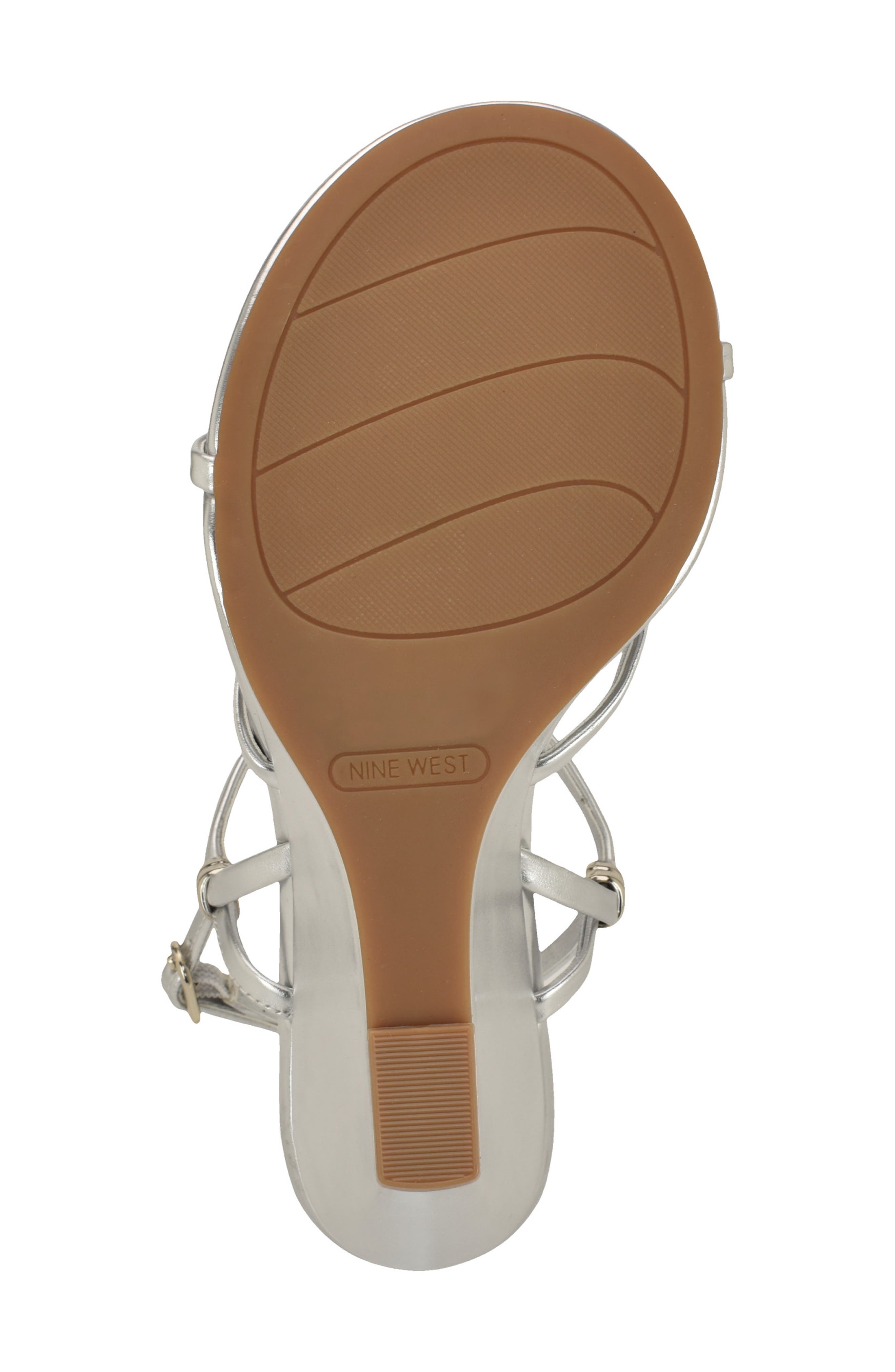 Deklyn Faux Leather Wedge Sandal, Alternate, color, SILVER