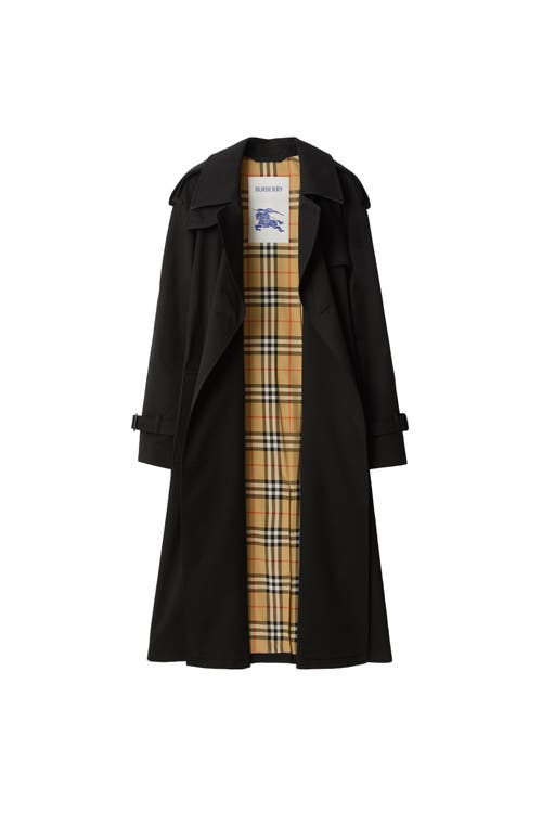 Burberry Long Castleford Trench Coat In Black