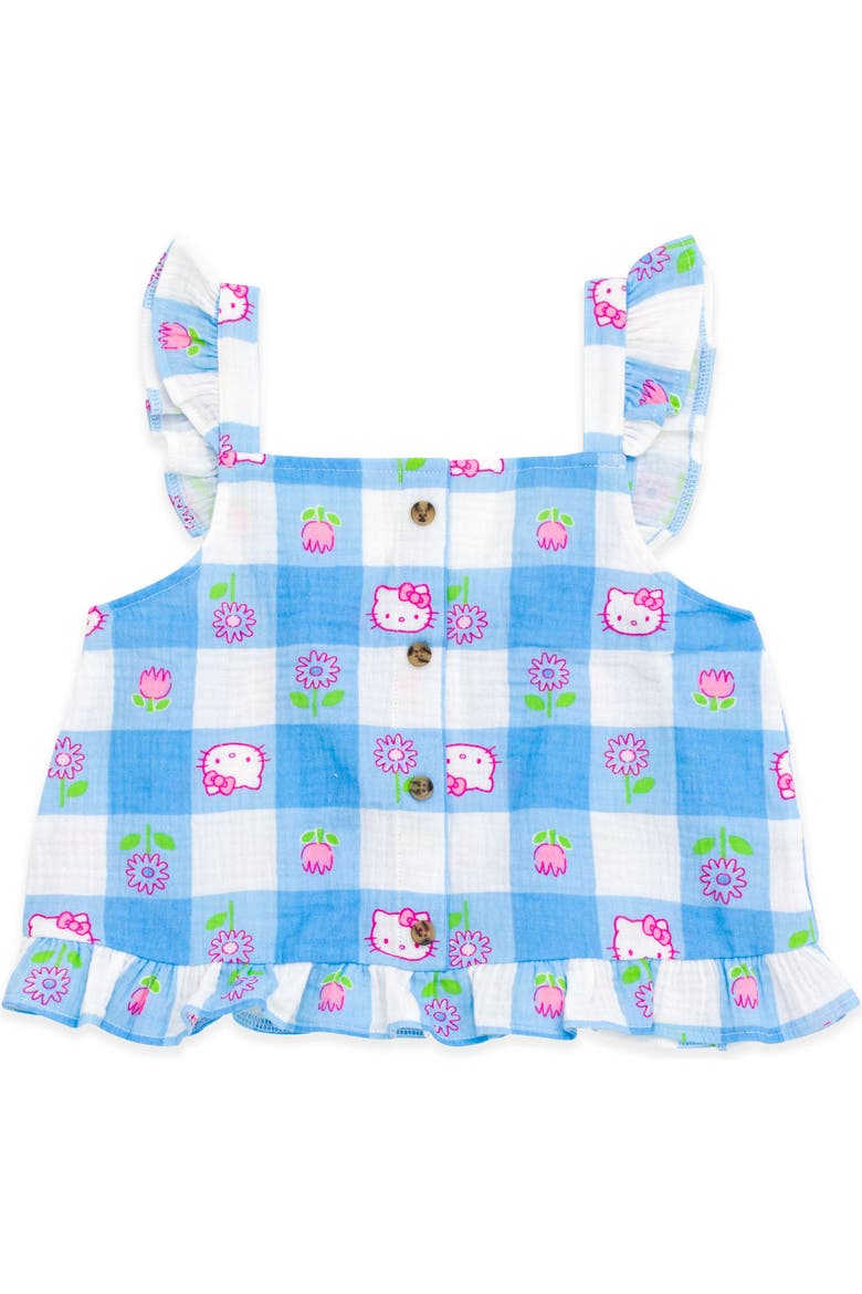 Button Down Sleeveless Top and Shorts Set, Alternate, color, Hello Kitty Blue