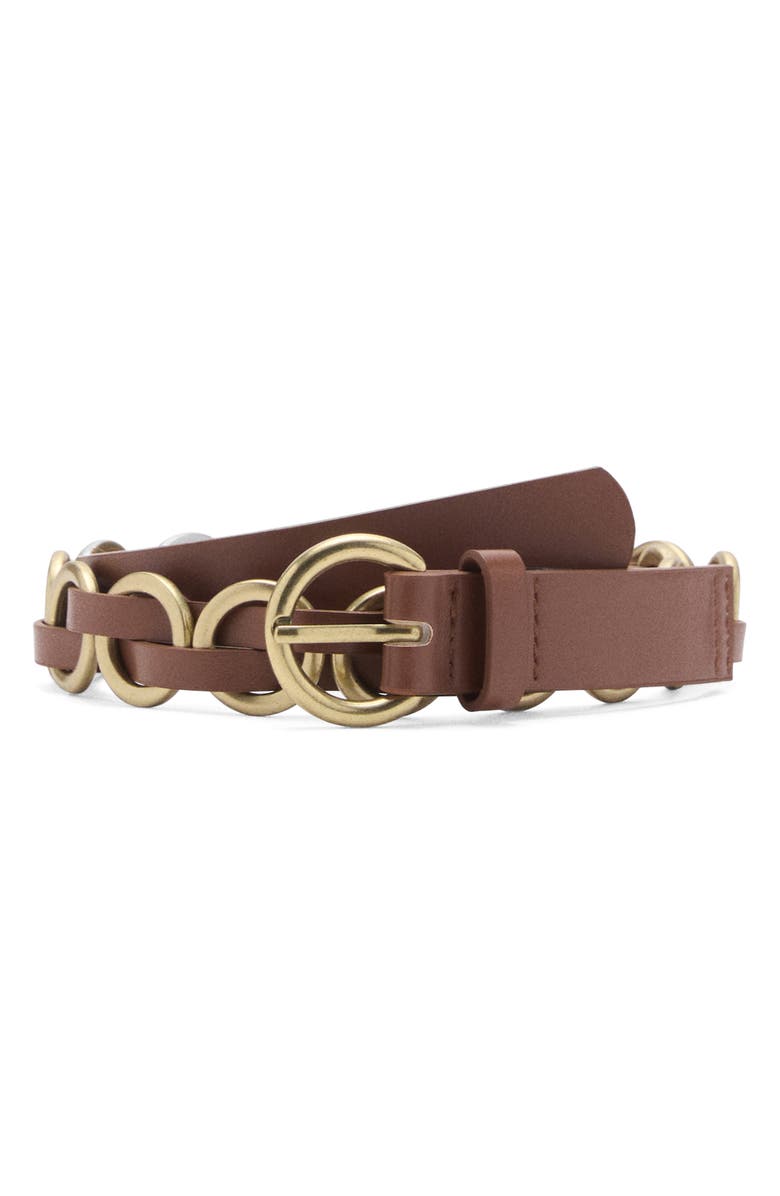 MANGO Ring Embellished Faux Leather Belt, Main, color, 