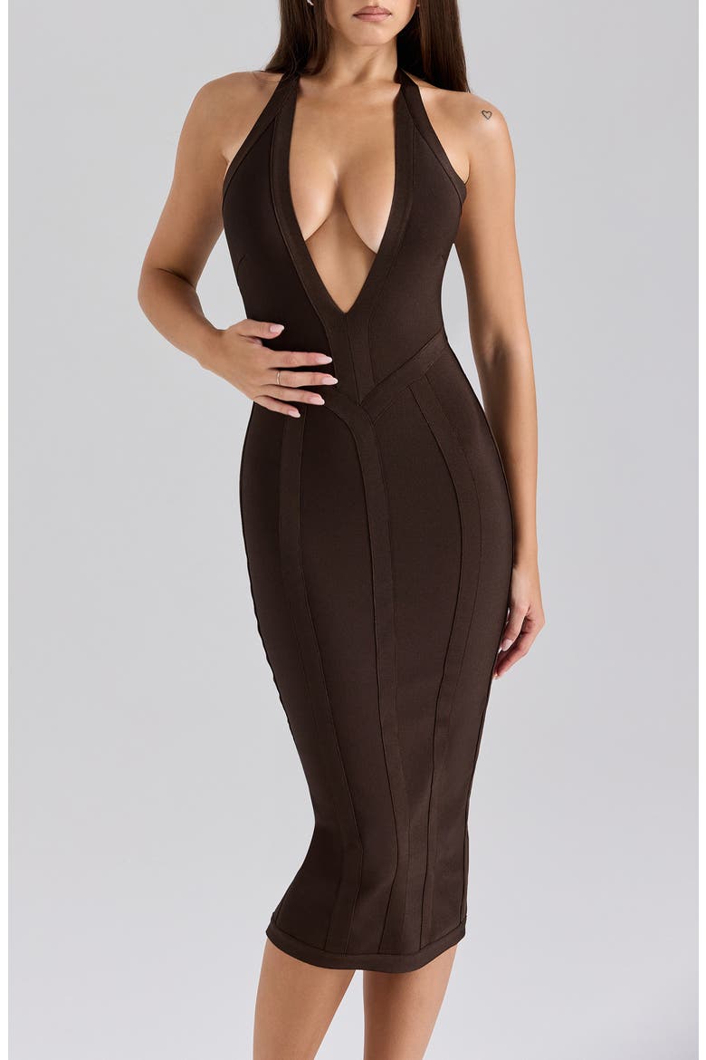 The Birthday Midi Bandage Dress, Alternate, color, CHOCOLATE