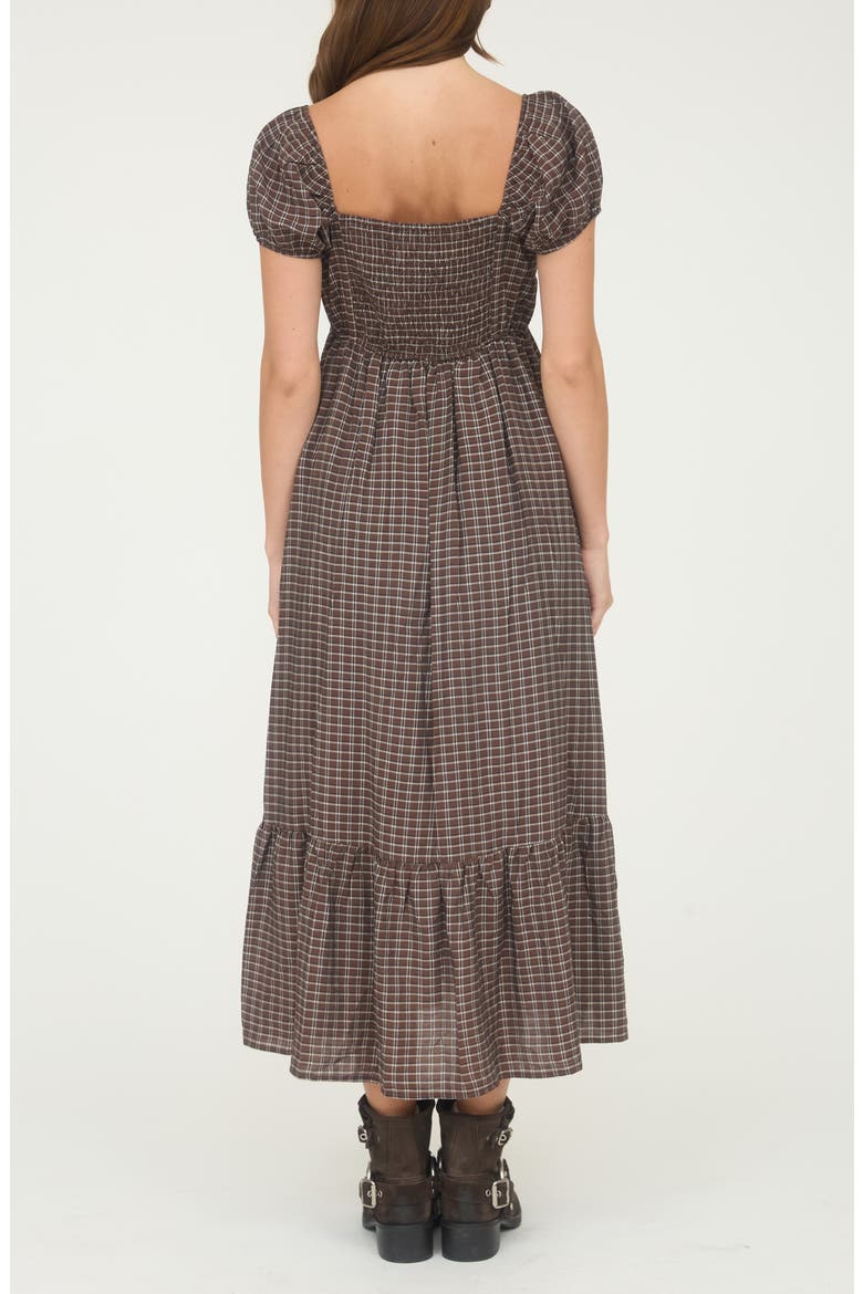Puff Sleeve Maxi Dress, Alternate, color, BROWN MULTI
