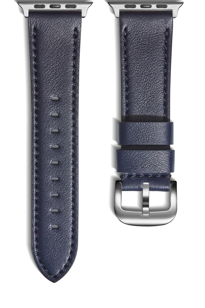 Leather 24mm Apple Watch® Watchband, Main, color, NAVY