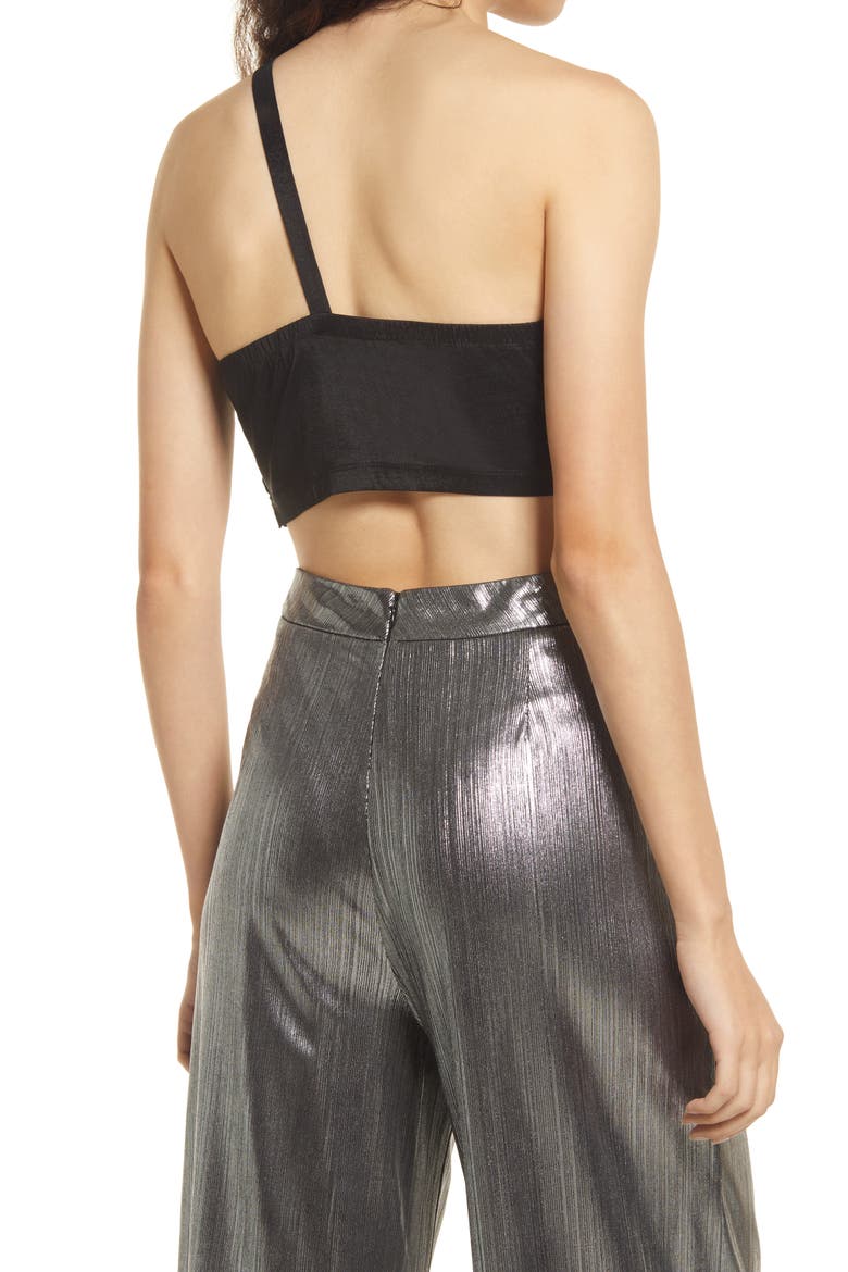Extraordinary One-Shoulder Crop Top, Alternate, color, BLACK