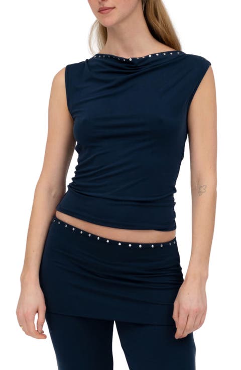 Brisa Studded Cowl Neck Top