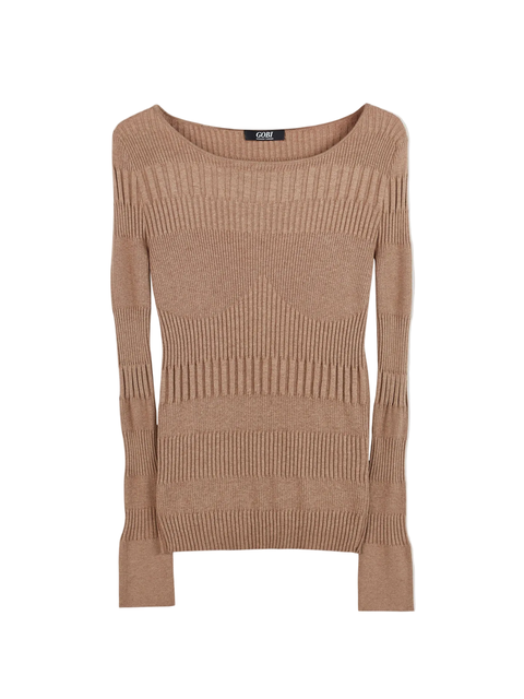 Ribbed Cotton Silk Cashmere Blend Sweater