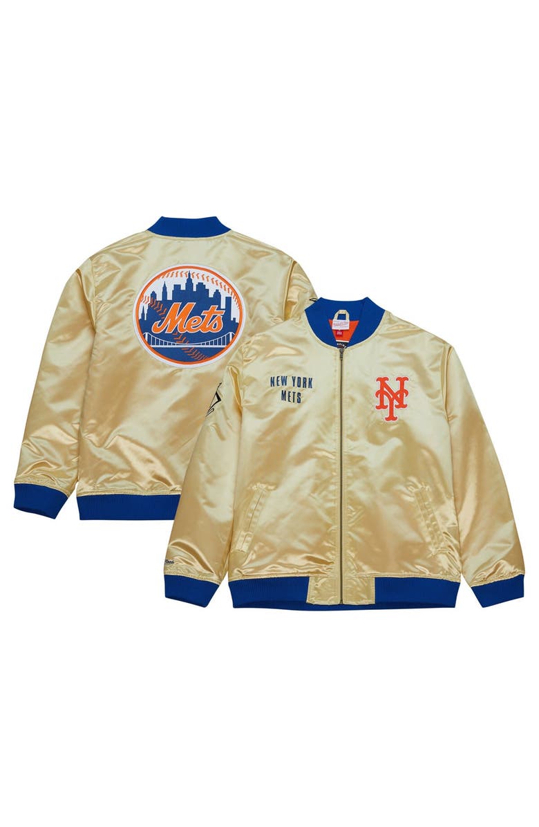 Mitchell & Ness Men's Mitchell & Ness Gold New York Mets OG 2.0 Lightweight Satin Full-Zip Jacket, Main, color,