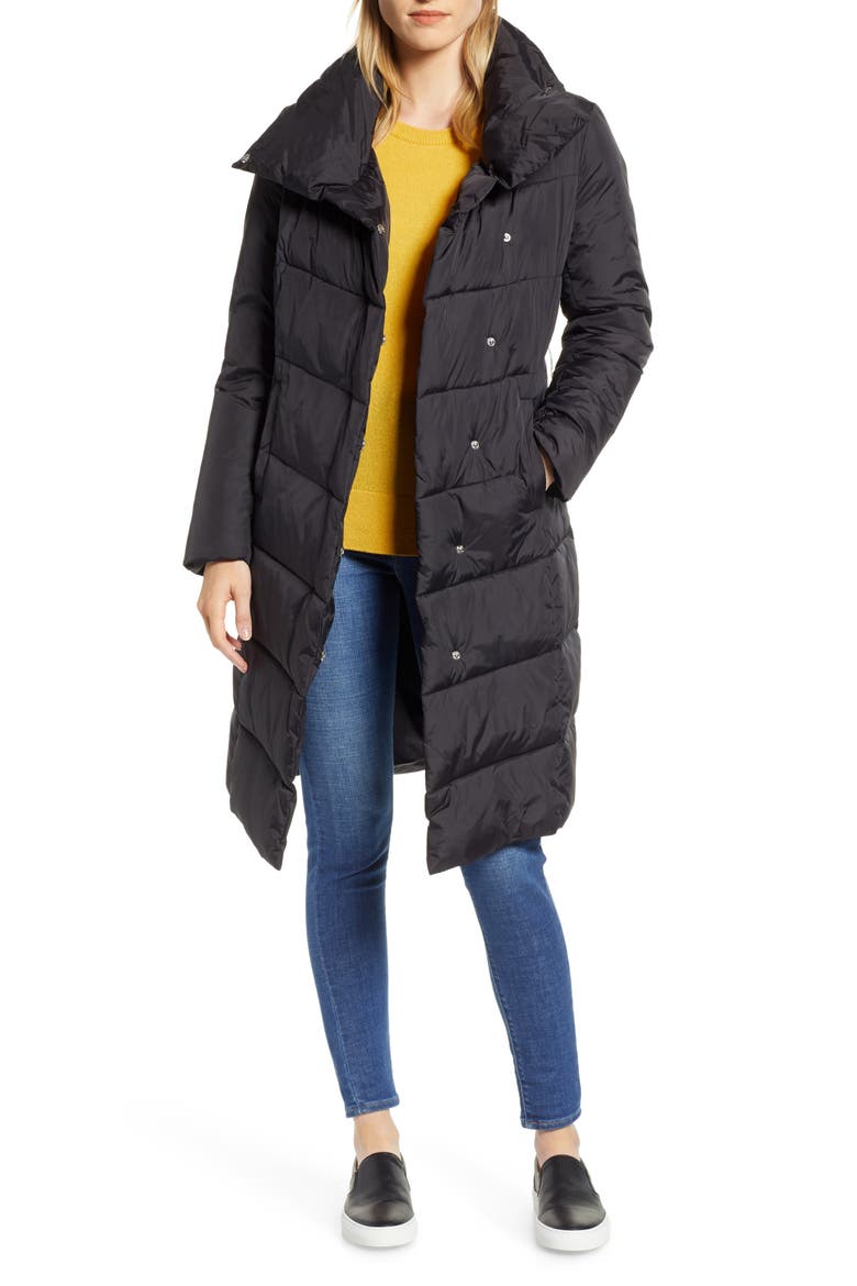 Long Puffer Coat, Main, color, BLACK